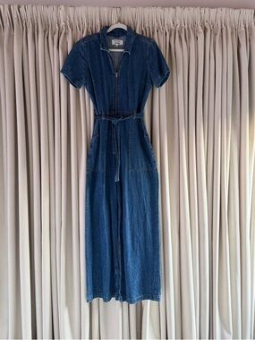 Reformation Denim Zip-Front Jumpsuit - Blue